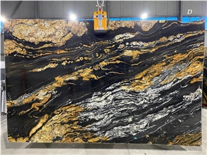 Black Taurus Gold Granite Slabs