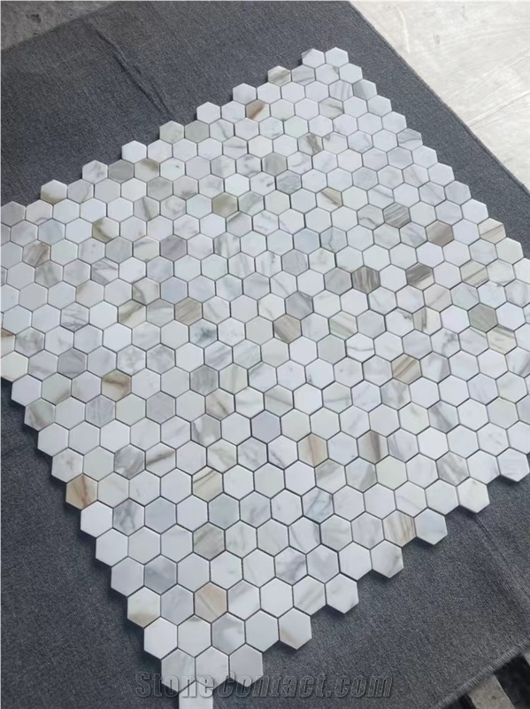 China Hexagon Mosaic Tile Mix Colour Marble