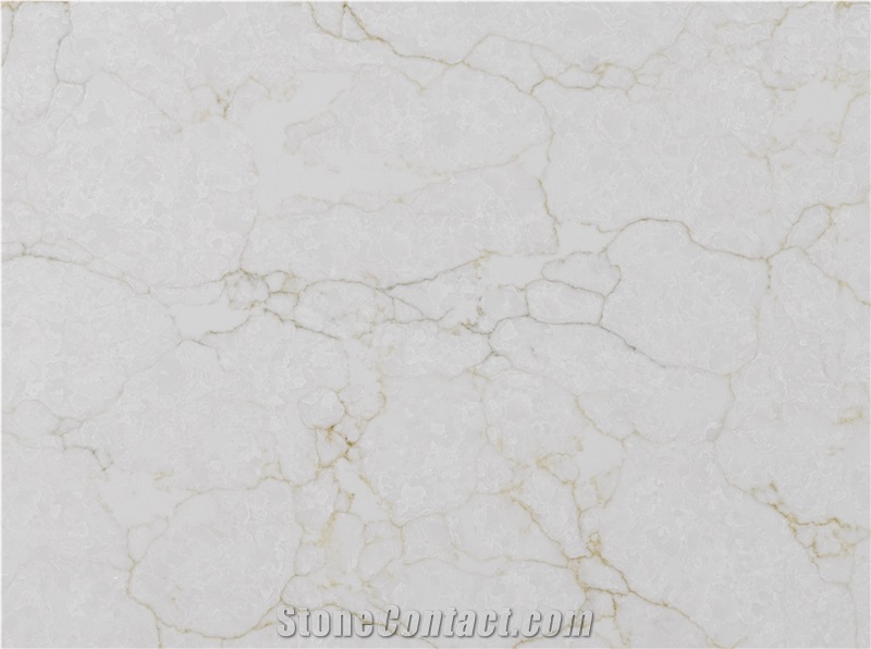 Artificial Stone White Quartz Slab With Brown Texture