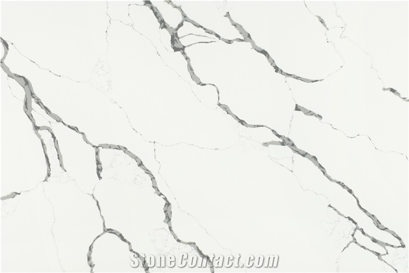 Calacatta Image Artificial Marble Look Quartz Stone Slab