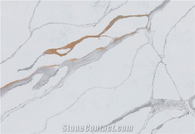 Calacatta White/Gold Quartz Stone For Construction