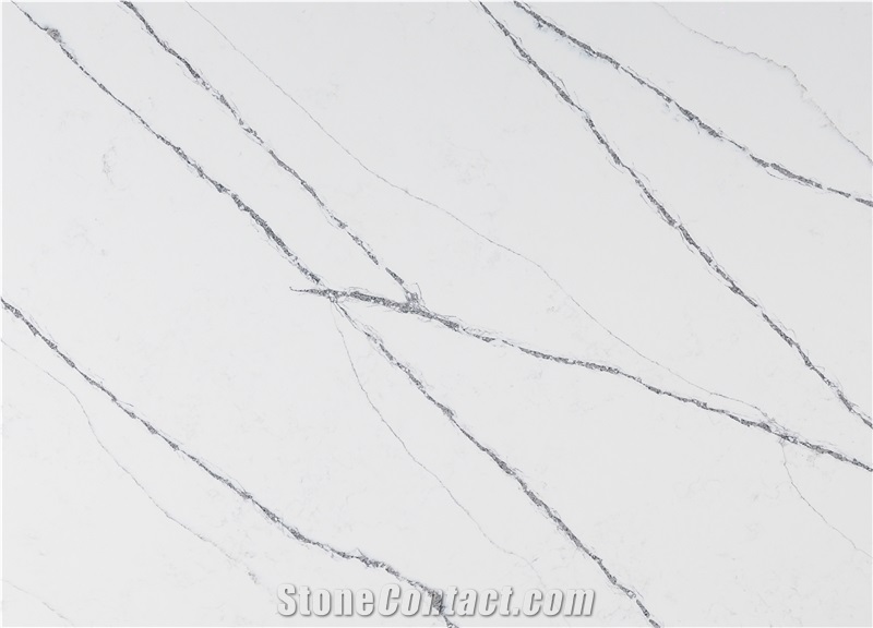 Carrara White Quartz Stone Slabs Tiles Classic White AQ0611