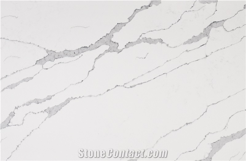 China Factory Calacatta Bak Quartz Stone Slab AQ6026