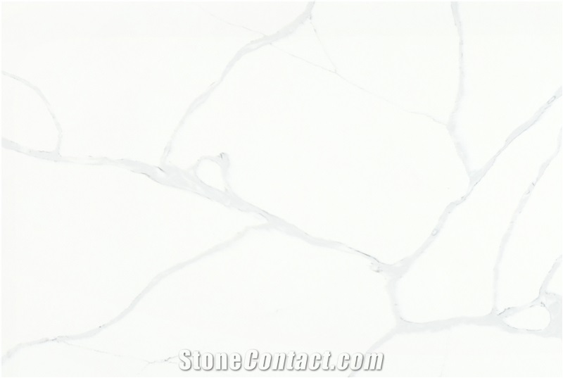 Field White Calacatta Style Quartz Stone Slabs AQ018