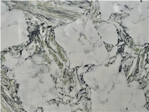Marble Look Green Quartz Stone Slab Manmade Stone Tile