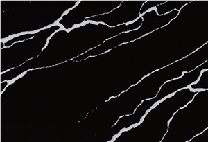 Polished Artificial Black Calacatta Quartz Slabs AQ6011
