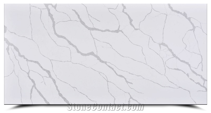 Polished Calacatta White Quartz Stone Slabs AQ6167