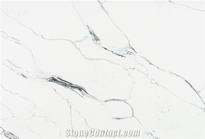 Polished Ice White Quartz Stone Slabs Tiles  AQ902