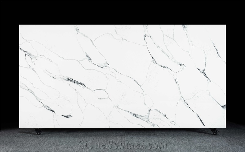 Polished Ice White Quartz Stone Slabs Tiles  AQ902
