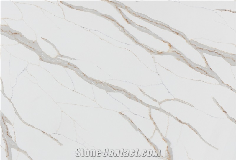 River White Marble Look Quartz, Engineered Stone Tiles AQ092