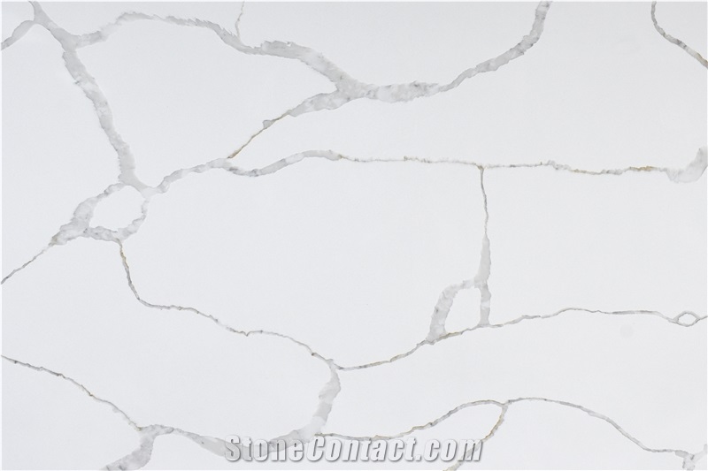White Quartz Slabs, Artificial Stone AQ6132