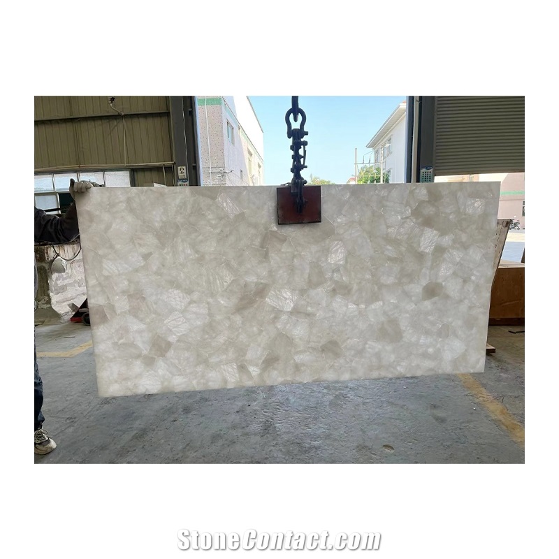 Natural White Crystal Clear Quartz Gemstone Slabs
