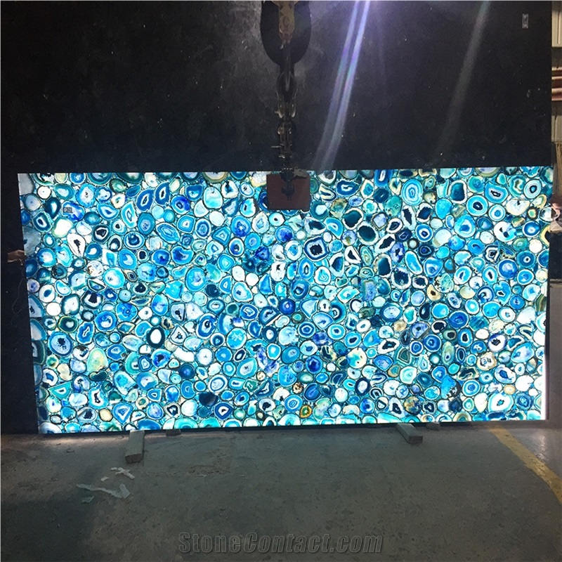 Polished Translucent Blue Agagte Gemstone Slabs