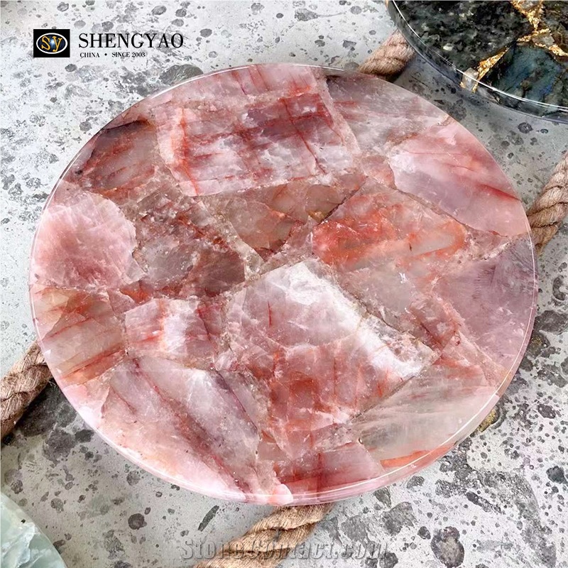 Rose Quartz  Semiprecious Stone Table Top Pink Crystal Gemstone