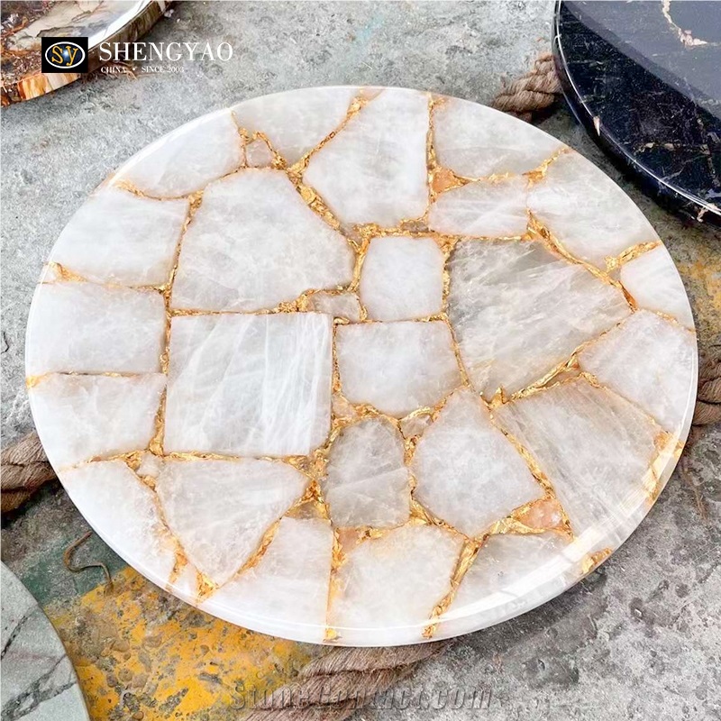 Wholesale 500Mm White Crystal Clear Quartz Table Top