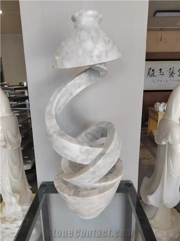 Abstract Marble Sculpture Stone Carrara Table Lamp Art Bust