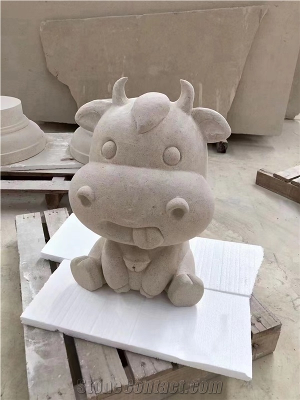 Beige Limestone Portugal Beige  Animal Sculpture For Outdoor