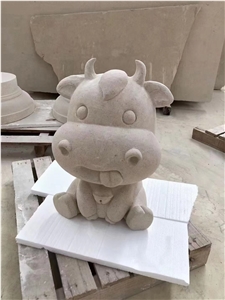 Beige Limestone Portugal Beige  Animal Sculpture For Outdoor