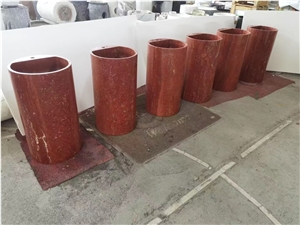 Stone Wash Basin Persian Red Travertine Pedestal Bath Sink
