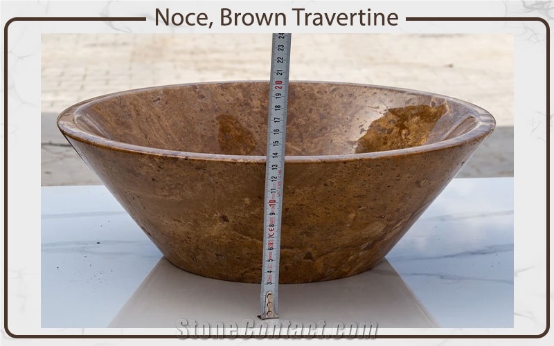 Noce, Brown Travertine Wash Sinks, Vessel Wash Basins
