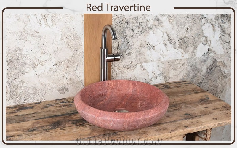 Red Travertine Wash Sinks, Vessel Wash Basins