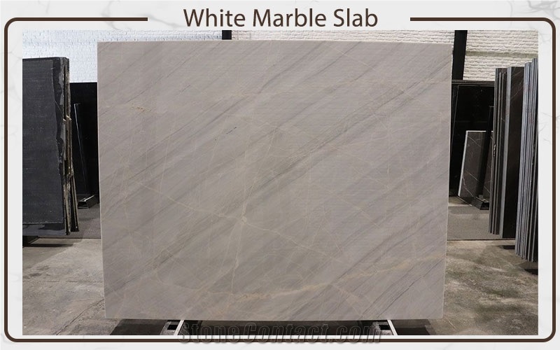 White Marble Slabs (With And Without Veins)