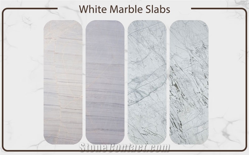 White Marble Slabs (With And Without Veins)