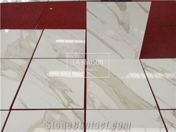 Calacatta White Marble Laminated Composite Ceramic Tiles