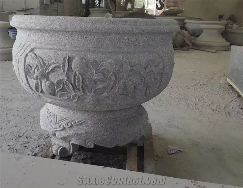 ZC0504 Stone  Flower Pots /Outdoor Carved Planters