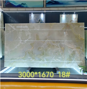 Pure Green Onyx Slab Tile Stone For Wall And Background