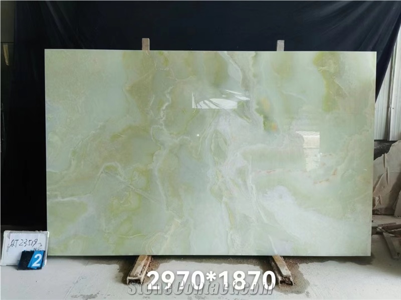 Pure Green Onyx Slab Tile Stone For Wall And Background