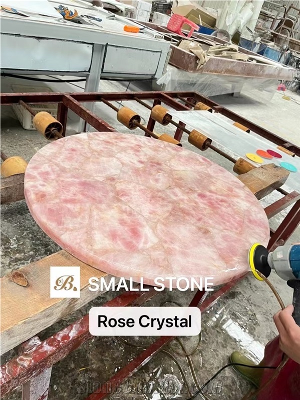 Rose Fluorite Crystal Semiprecious Stone Slab, Gemstone