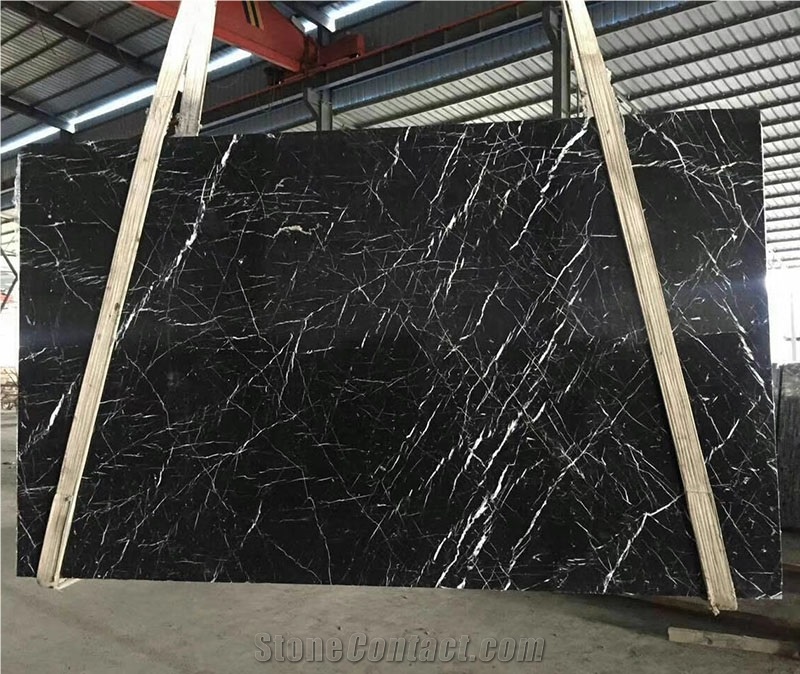 Black With White Vein Marble