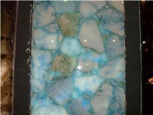 Ice Blue Agate Semiprecious Slab Wall Tile