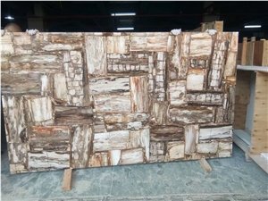 Pertrify Wood Agate Semiprecious Stone Brown Slab Wall Tile