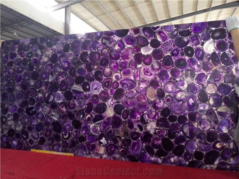Purple Agate Semiprecious Stone Slab Wall Tile
