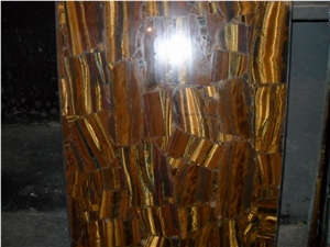 Tiger Eye Yellow Agate Semiprecious Slab Wall Tile