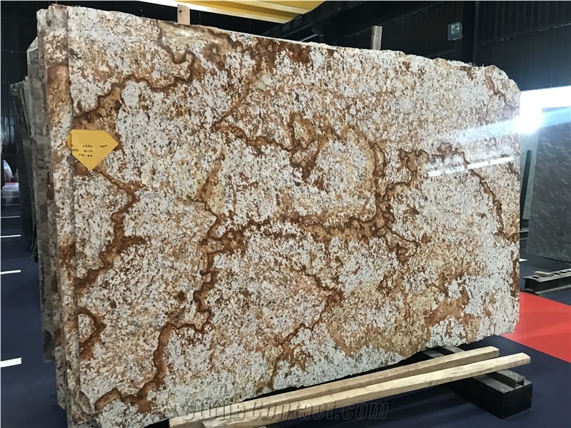 Brazil Verniz Tropical Granite Gold Slab Kitchen Tile
