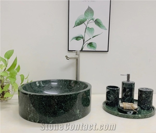 India Green Marble Bathroom Wash Basin