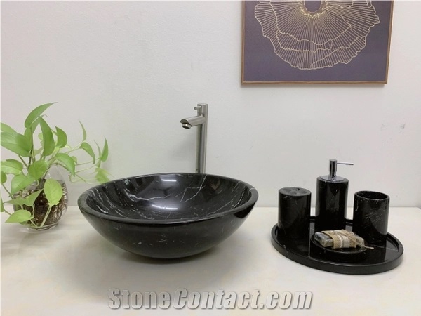 Vietnam Natural Stone Bathroom Basin - Black Marble Sink