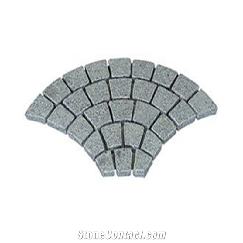 Fan Shaped Granite Mesh Cobblestone Pavers For Floor Tile