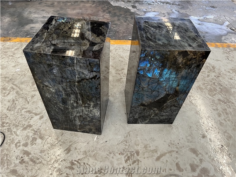 Lemurian Blue Granite Side Table For Home Decor
