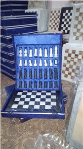 White Onyx - Black Marble Chess Board