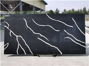 Calacatta Black Quartz Surface Slabs Engineered Stone