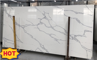 White Calacatta Marble Man-Made Quartz Slabs