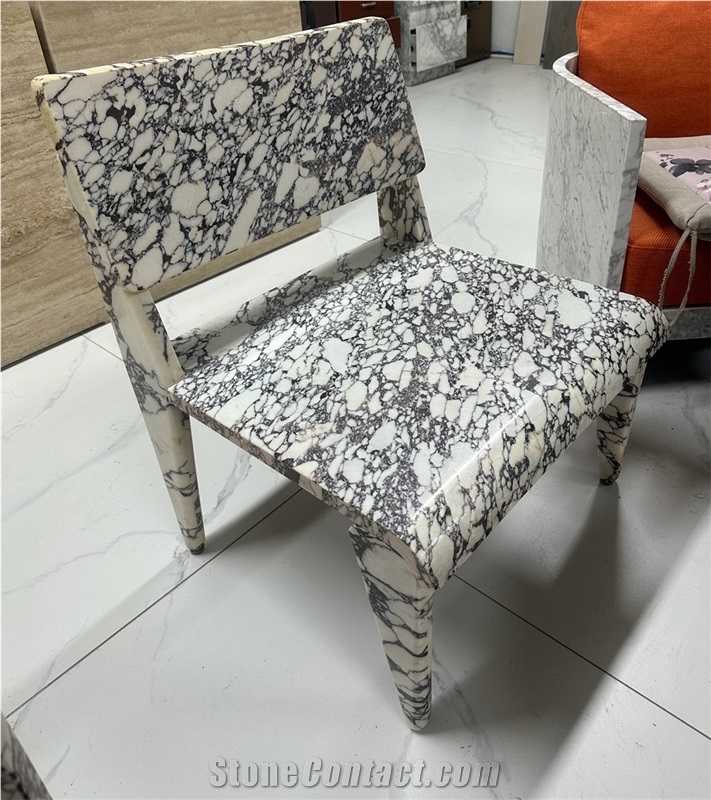 Italian Marble Calacatta Viola Dining Chairs