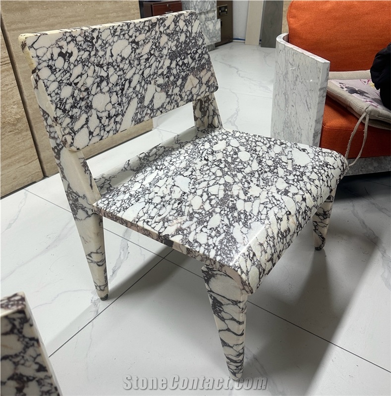 Italian Marble Calacatta Viola Dining Chairs
