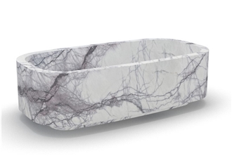 Luxury Invisible White Marble Freestanding Solid Bathtub