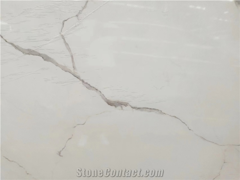 Statuario Venato White Marble Look Sintered Stone Slabs Tile