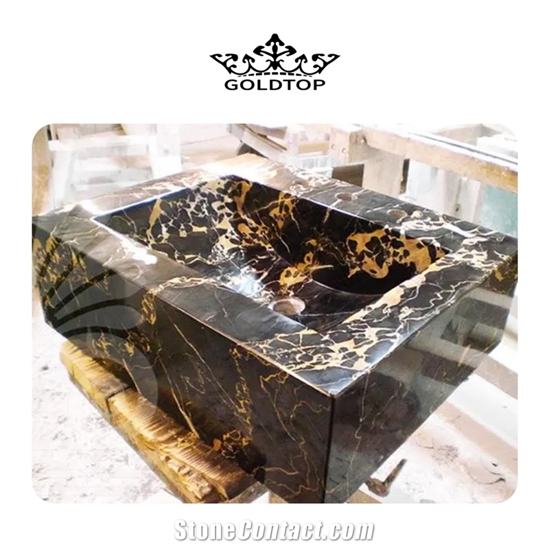 Goldtop Luxury Natural Stone Portoro Black Gold Marble Slabs